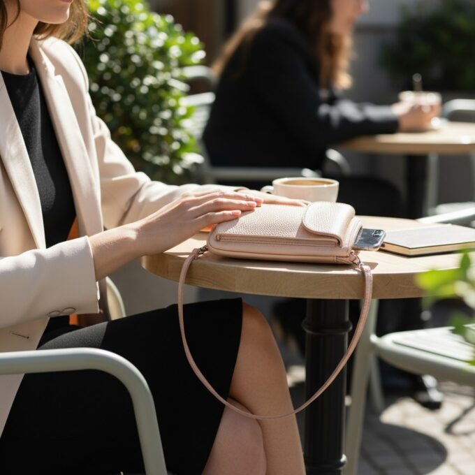 Väike kott mobiilitaskuga